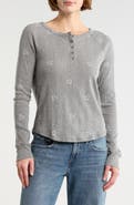 Lucky Brand Heart Print Pointelle Henley