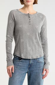 Lucky Brand Heart Print Pointelle Henley
