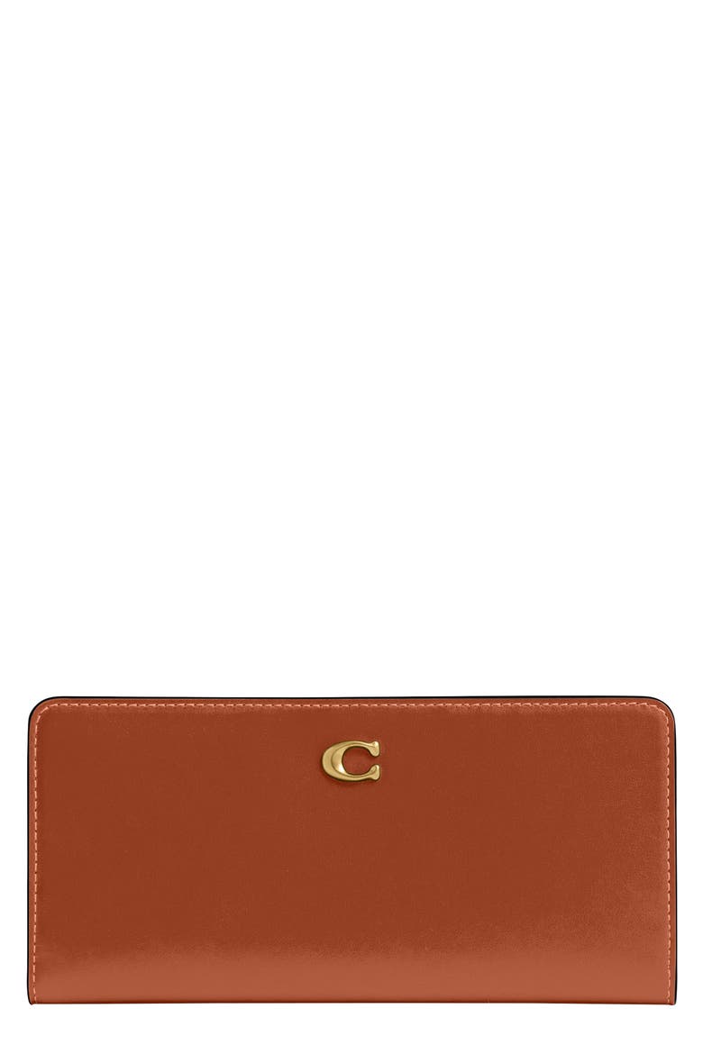 Refined Calf Leather Bifold Wallet, Main, color, AMBER BROWN