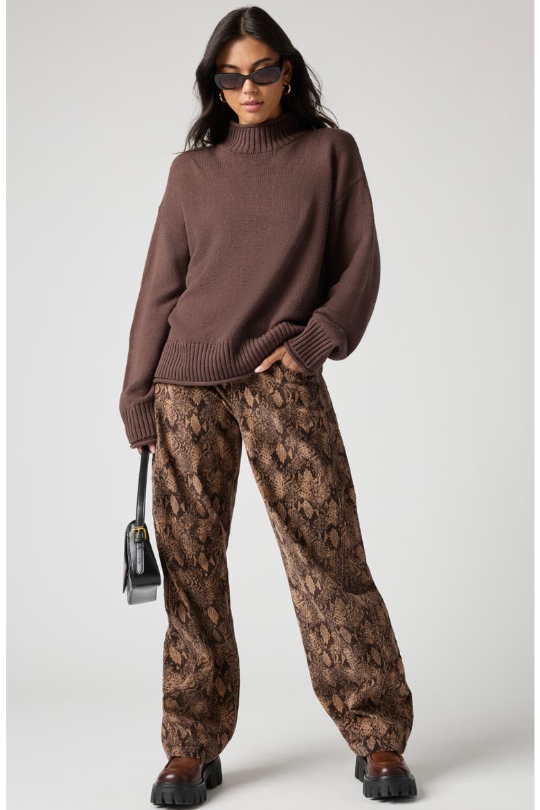 Stretch Corduroy Barrel Leg Pants, Alternate, color, BROWN SNAKE