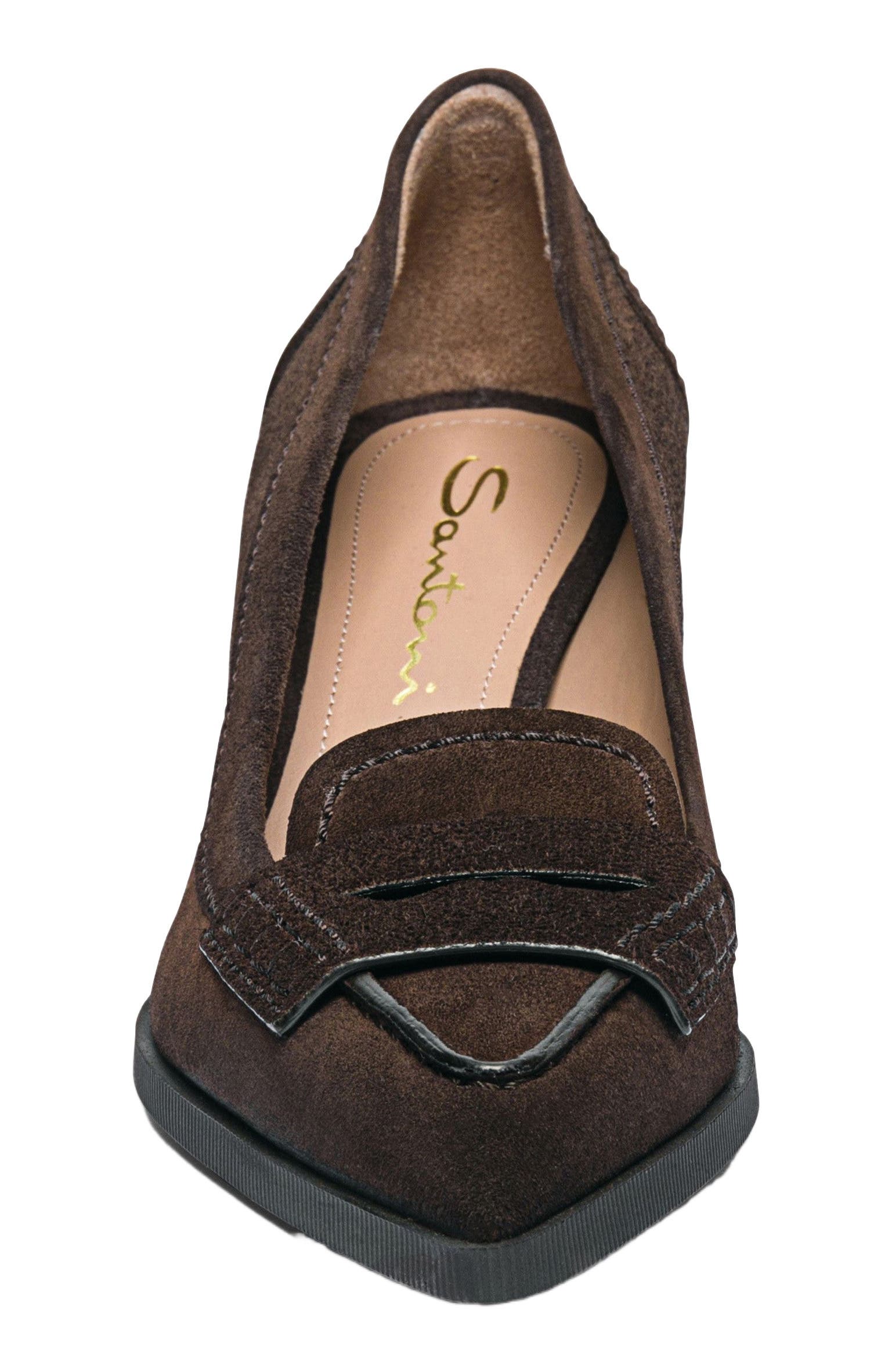Santoni Women's suede mid-heel pump, Alternate, color, Brown