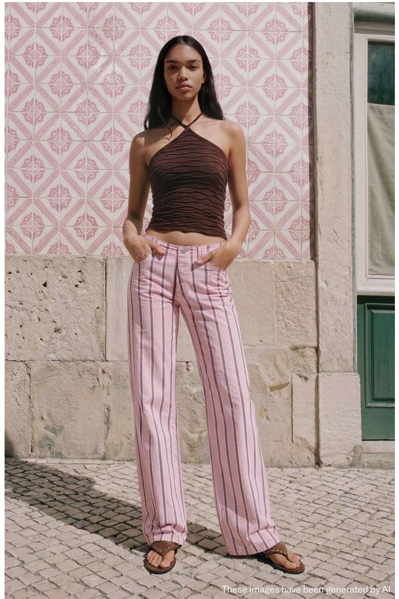 Striped Low Waist Wide Leg Jeans, Alternate, color, PASTEL PINK