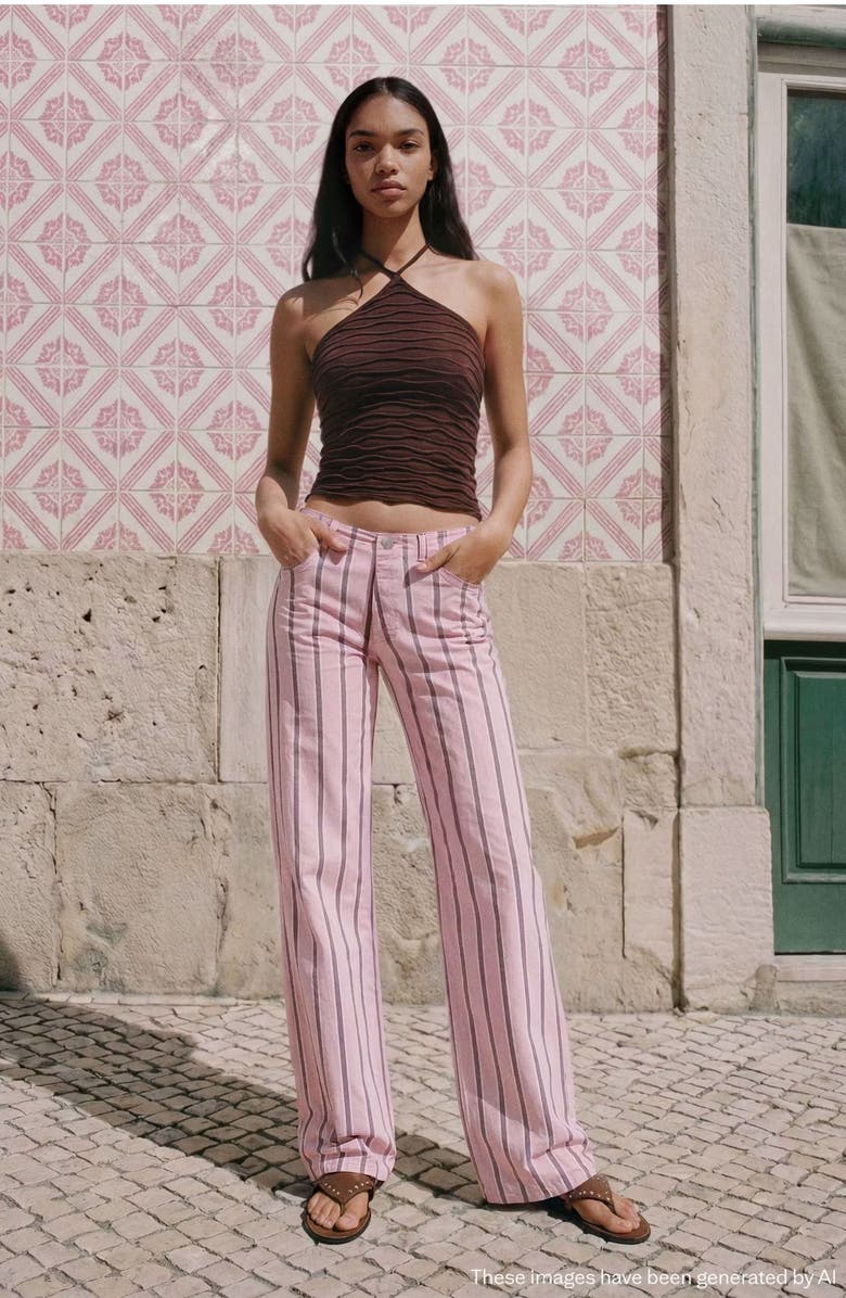 MANGO TEEN Striped Low Waist Wide Leg Jeans, Alternate, color,