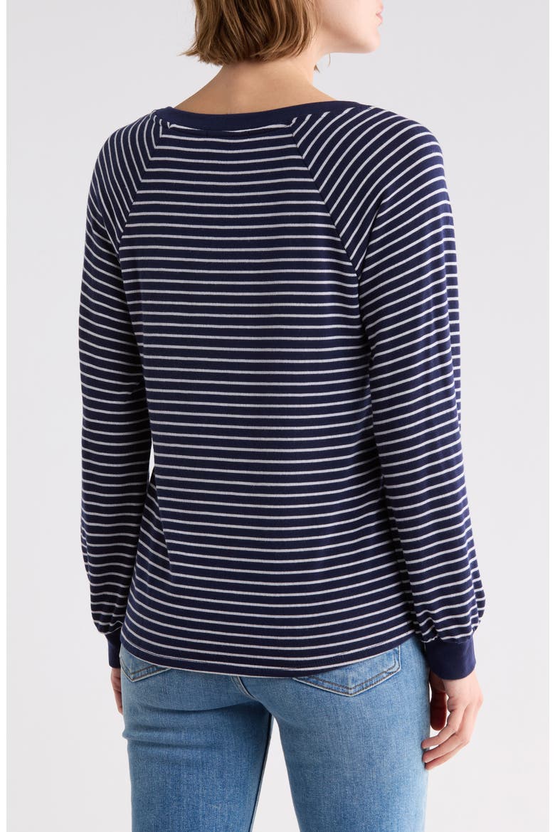 Striped Brushed Raglan Sleeve Pullover, Alternate, color, NAVY STRIPE