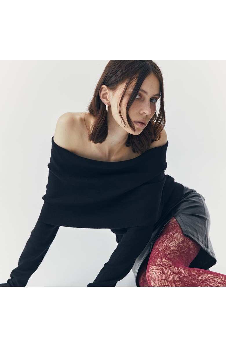 ATS Sia Off Shoulder Knit Top, Alternate, color, Black