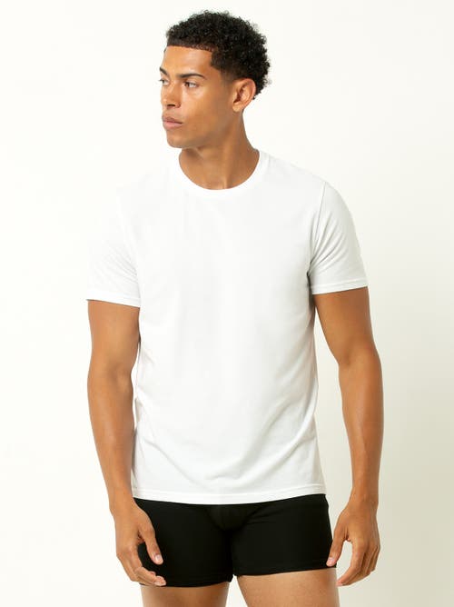 Single Stitch Cotton Modal Crew Neck T-shirt 3-pack In White
