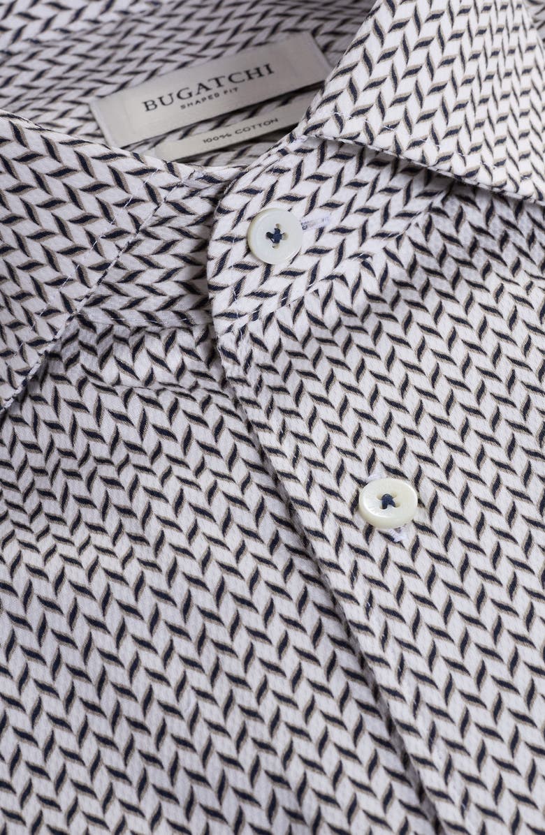 Bugatchi Alvin Shaped Fit Herringbone Button-Up Shirt, Alternate, color, Taupe