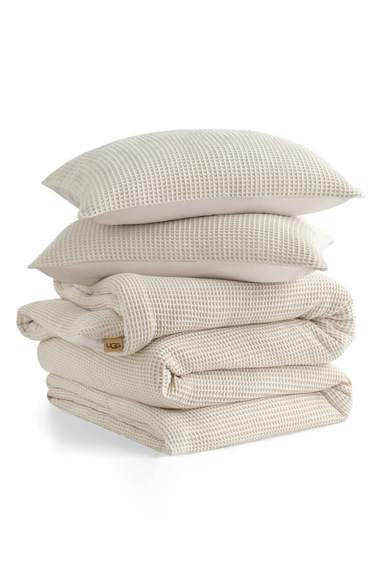 UGG<sup>®</sup> Kyla Waffle Knit Comforter & Shams Set, Main, color, Cream