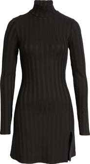 Reformation Libra Long Sleeve Rib Mock Neck Minidress