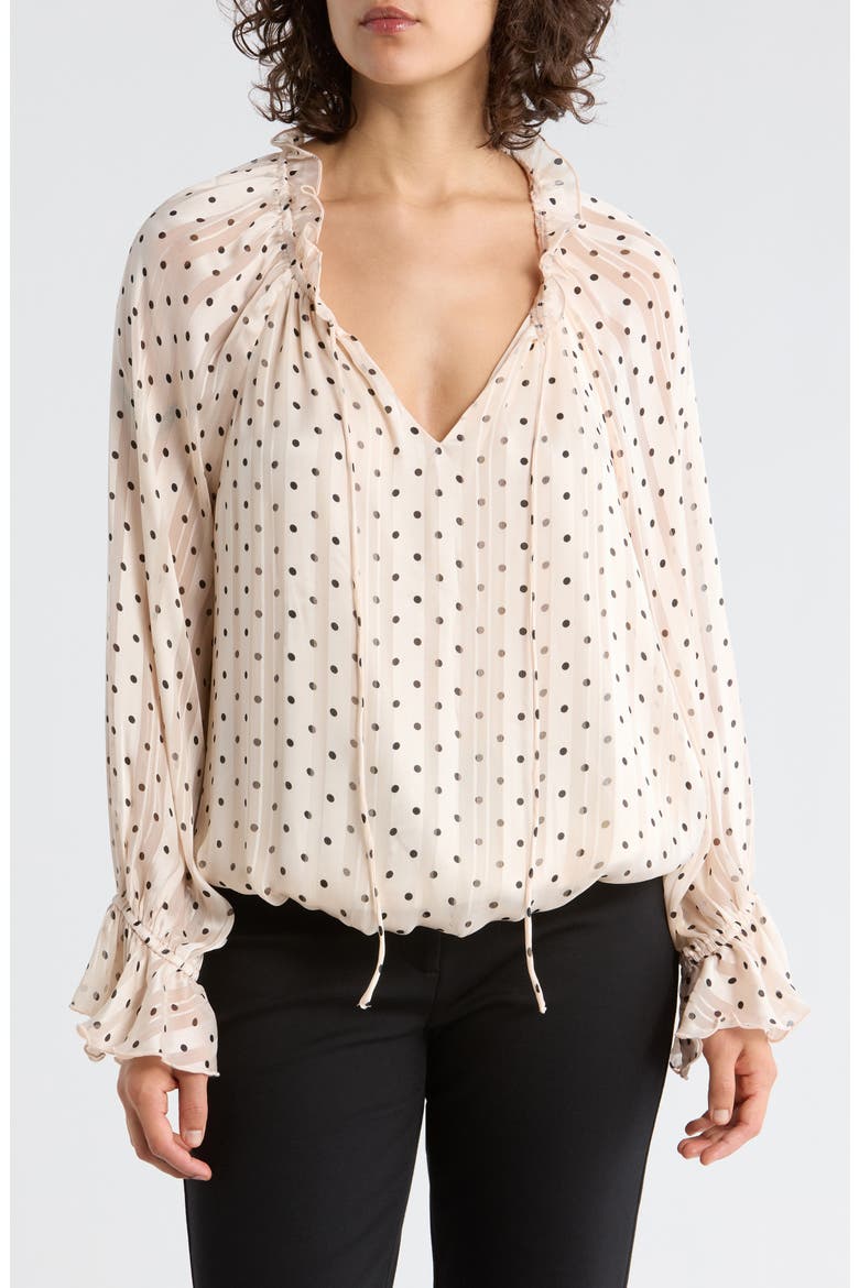 Print Woven Top, Main, color, BLUSH/ BLACK DOT