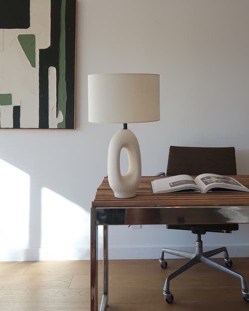 Brightech Artemis 22.5" Cream Ceramic Led Table Lamp In Beige/cream