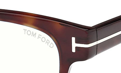 Tom Ford 50mm Square Blue Light Blocking Glasses In Havana Eco/t Logo