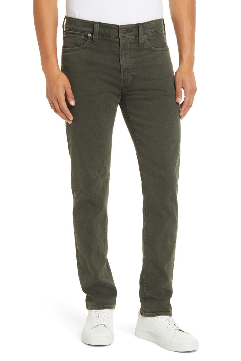 Garment Dyed Slim Everyday Flex Jeans, Main, color, TENT GREEN