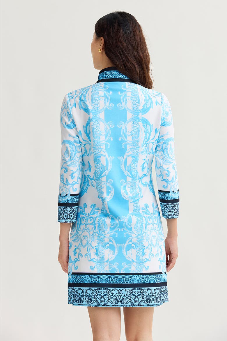 Heritage Lined Printed Stretch Deco Crepe Jacket, Alternate, color, Serene/White/Black