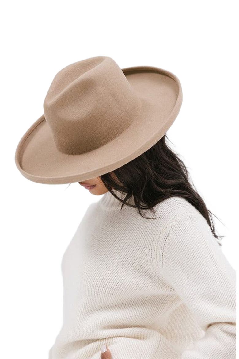 Maude Wide Brim Fedora Hat, Alternate, color, Tan