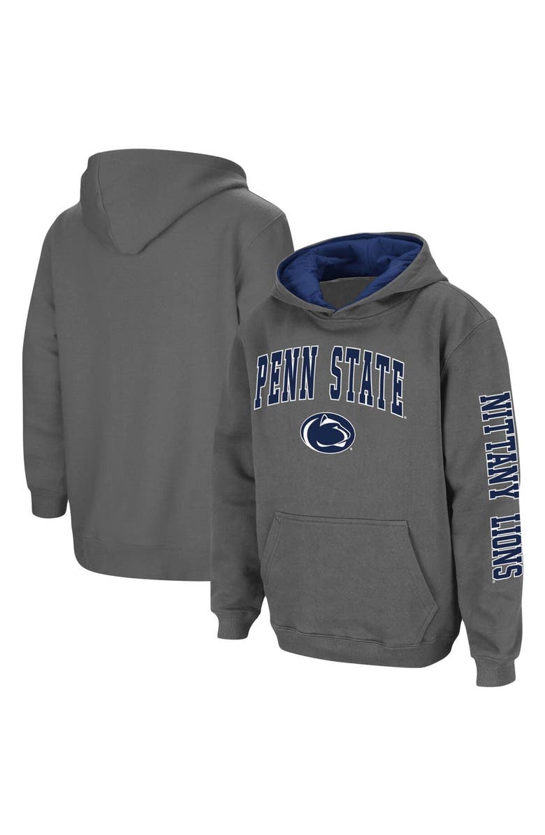 COLOSSEUM Youth Colosseum Charcoal Penn State Nittany Lions 2-Hit Team Pullover Hoodie, Main, color, Charcoal