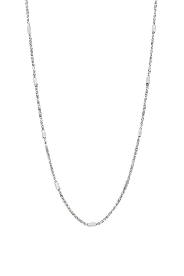 14K Gold Bar Station Chain Necklace, Main, color, 14K WHITE GOLD