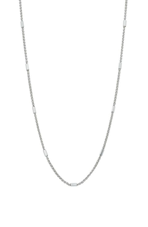 14K Gold Bar Station Chain Necklace