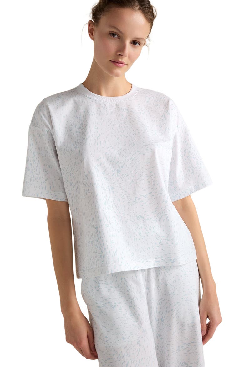 Organic Cotton Jersey Rippled Sand Pajama Tee, Main, color, Sand White/Salt Water
