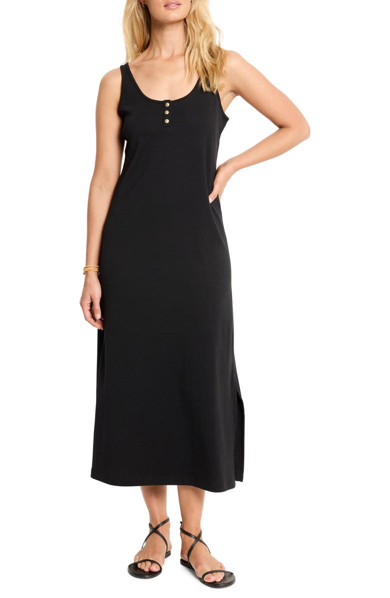 NZT by NIC+ZOE Henley Midi Tank Dress, Main, color, Black Onyx