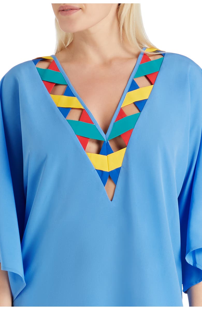 VALIMARE Mallorca Cross Bandage Cover-up Tunic Dress, Alternate, color, Blue