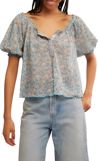 (取寄) フリーピープル レディース アストラ ペザント トップ Free People women Astra Peasant Top Daisy Combo Free People Women's Astra Peasant Top, Daisy Combo at Amazon