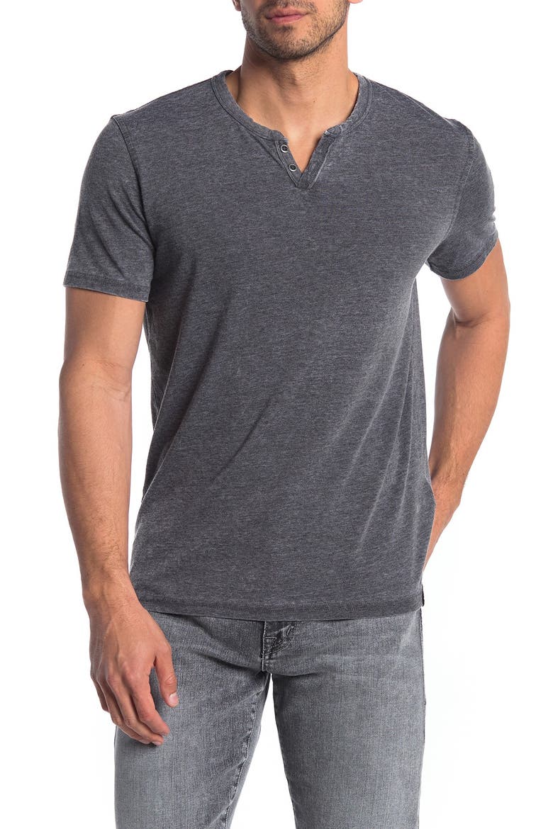 Button Notch Neck T-Shirt, Main, color, JET BLACK
