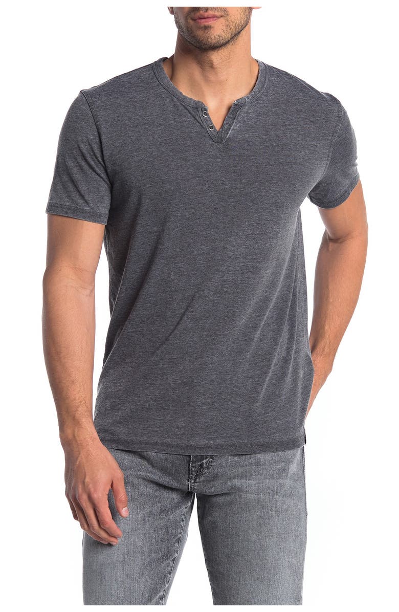 Lucky Brand Button Notch Neck T-Shirt, Main, color, Jet Black