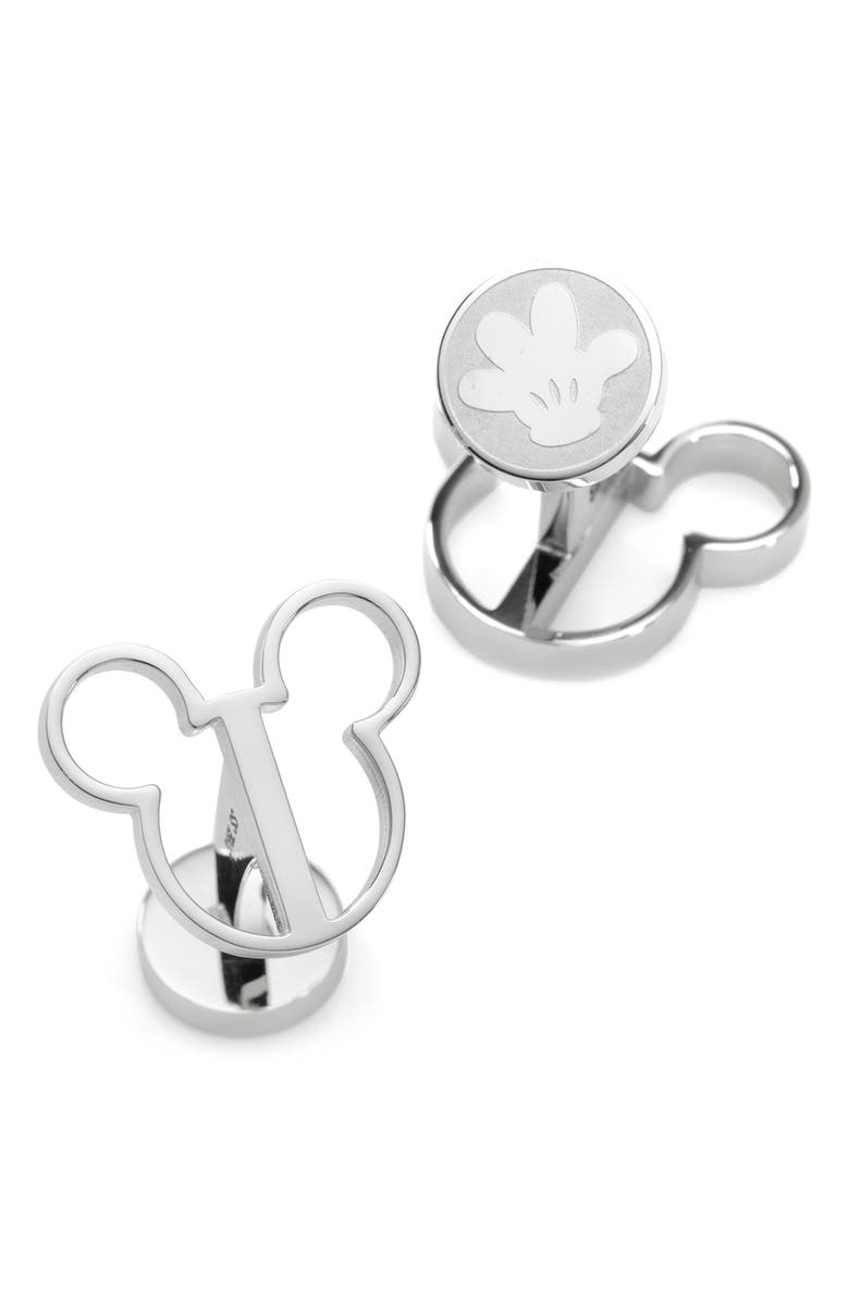 Cufflinks, Inc. Mickey Mouse Silhouette Cuff Links, Alternate, color, Silver