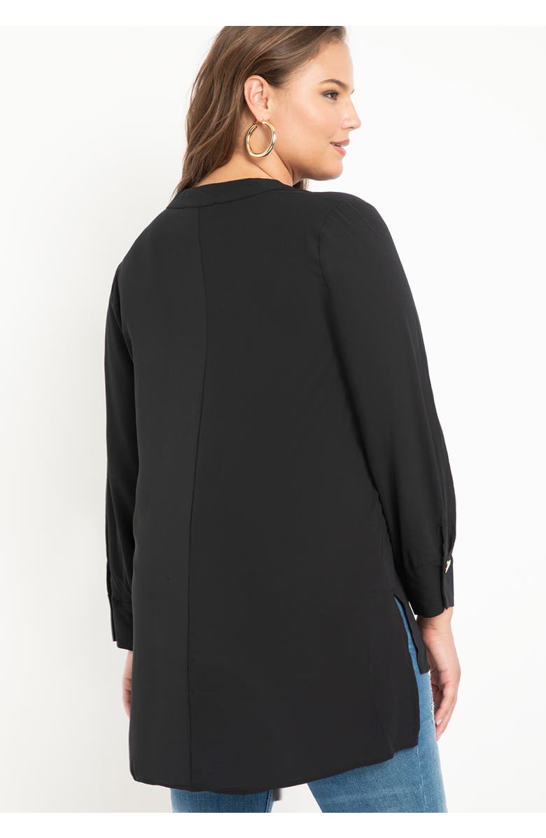 ELOQUII Mandarin Collar Tunic, Main, color, Tan