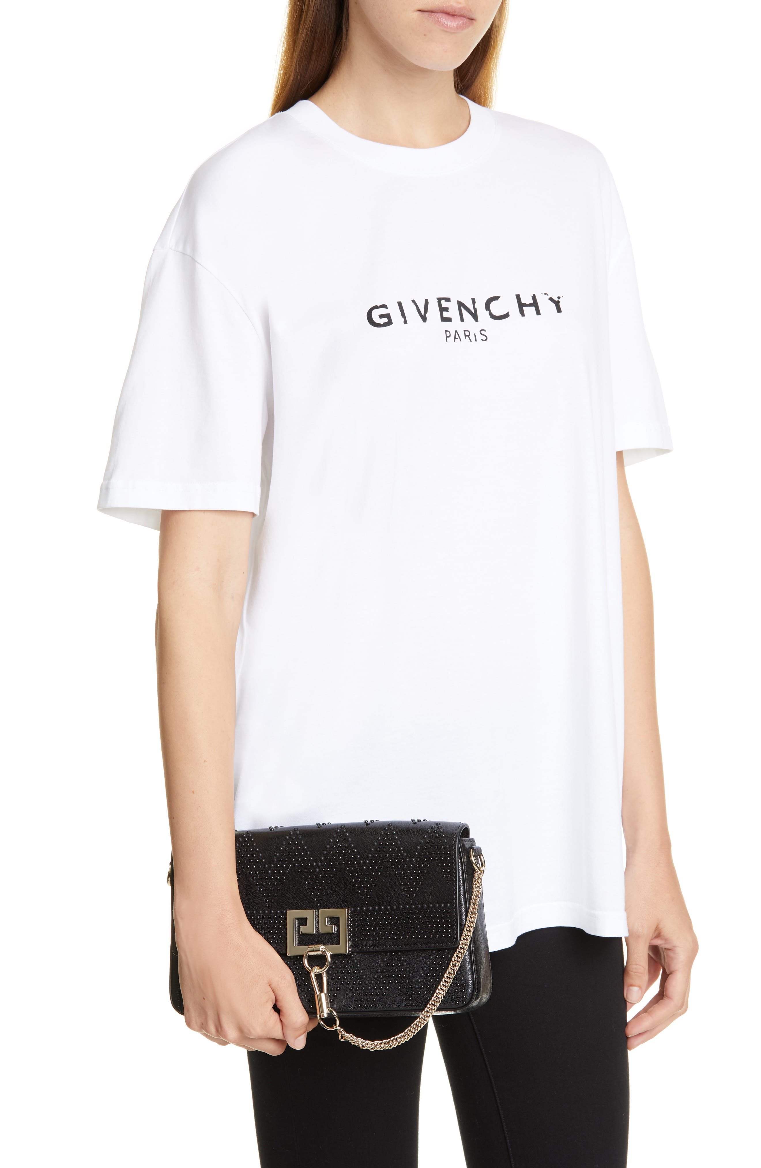 Givenchy Chevron Studded Leather Shoulder Bag, Alternate, color, 