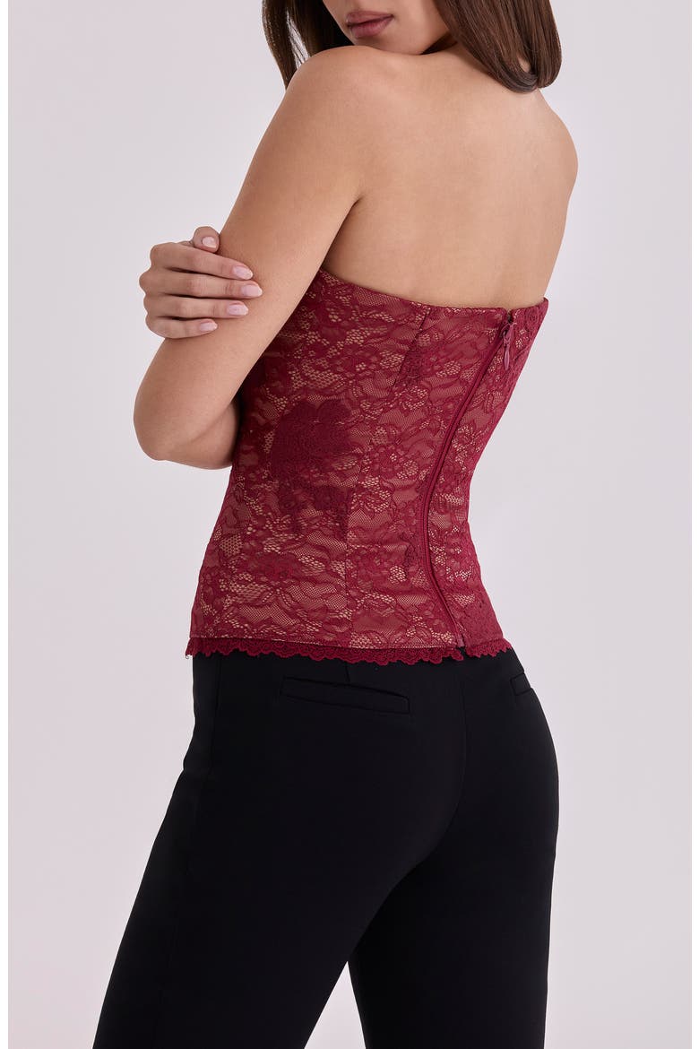 Yara Strapless Lace Corset Top, Alternate, color, WINE