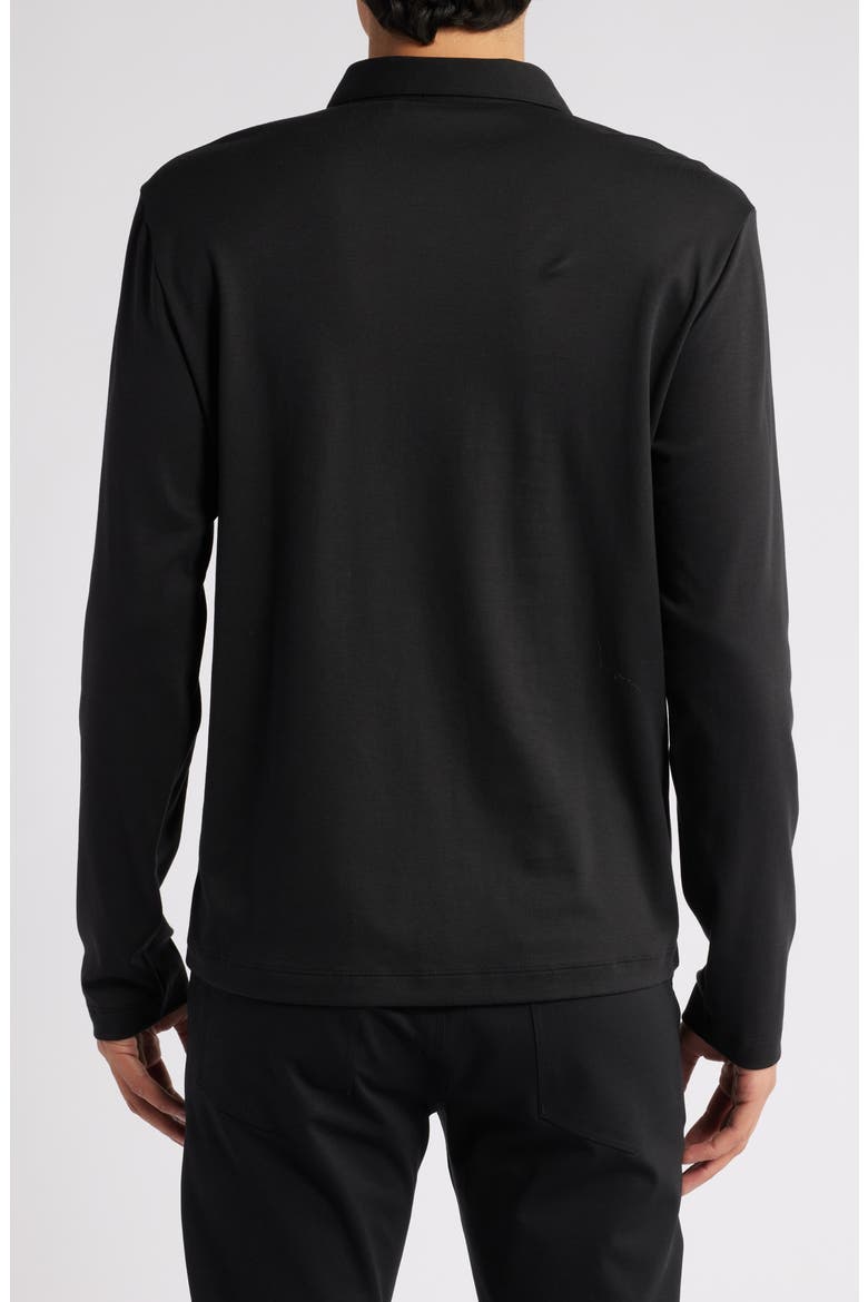 Long Sleeve Cotton Polo, Alternate, color, BLACK