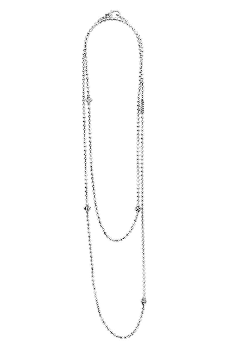 LAGOS Long Caviar Icon Station Necklace, Alternate, color, Silver