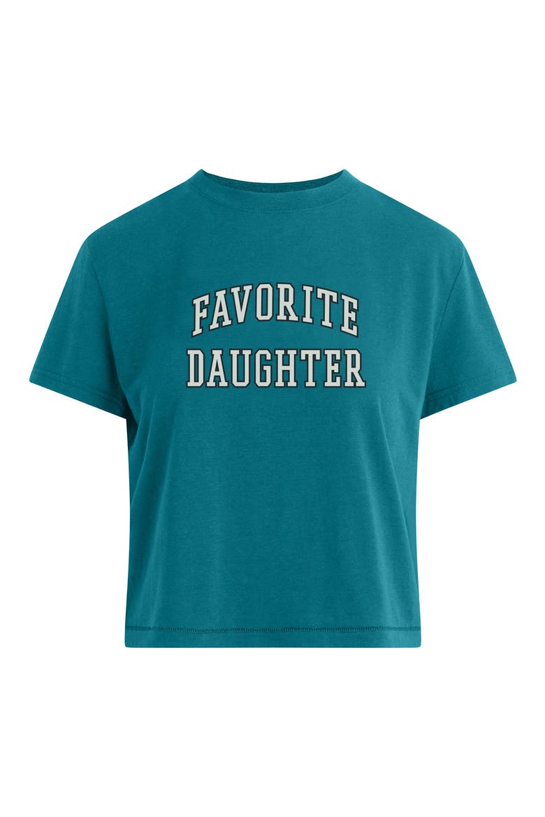 The Collegiate Logo Crop Graphic T-Shirt, Main, color, EMERALD/ OFF WHITE