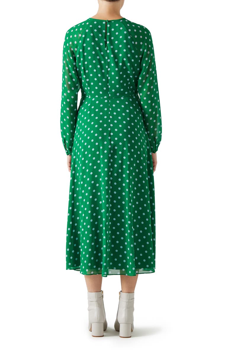 LK Bennett Addison Polka Dot Long Sleeve Midi Dress, Alternate, color, 