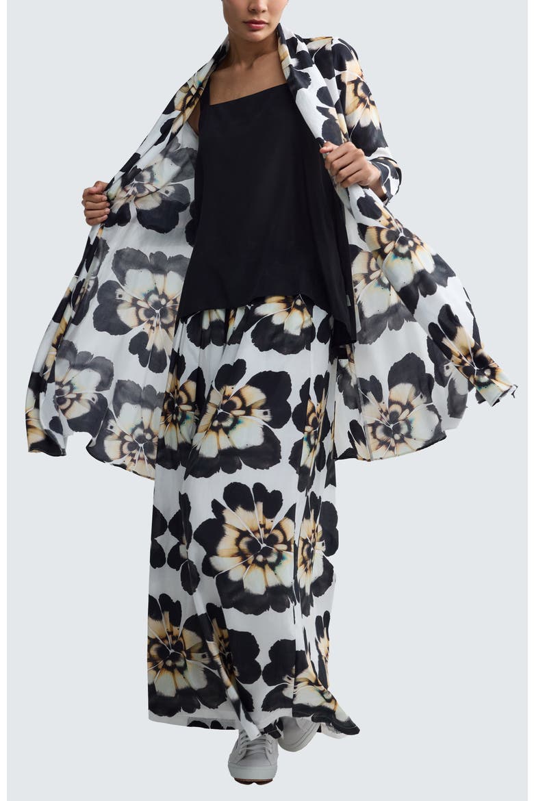 Meliora Floral Print Open-Front Duster, Alternate, color, Beige