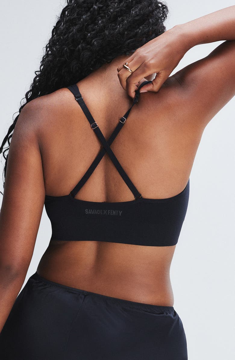 SAVAGE X FENTY Seamless Halter Bralette, Alternate, color, Black Caviar