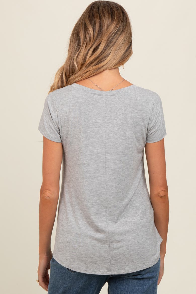 Basic V-Neck Short Sleeve Top, Alternate, color, Heather Grey