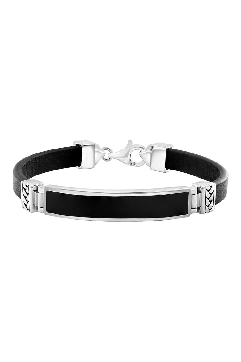 Sterling Silver & Onyx Bracelet, Main, color, SILVER