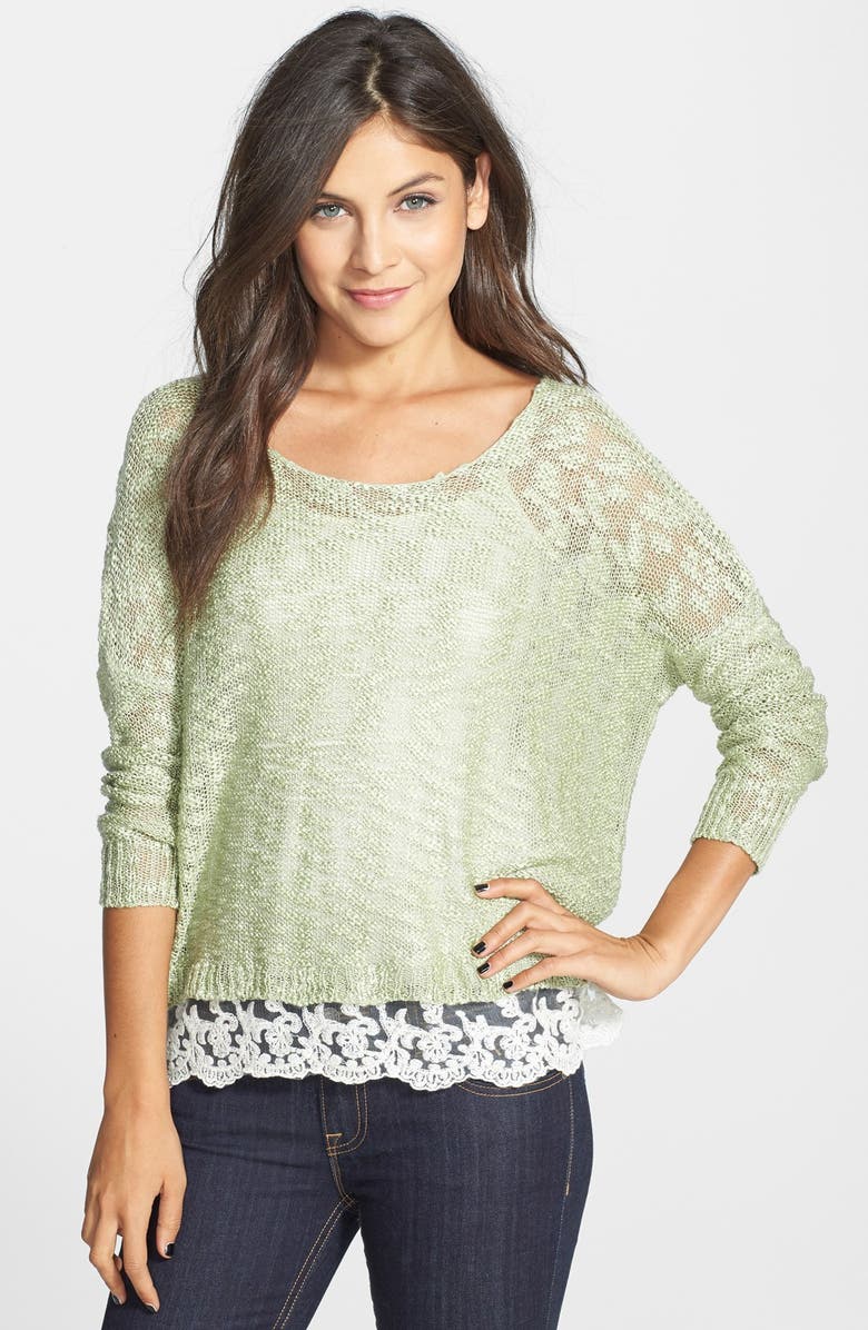 Love By Design Crochet Hem Sweater, Main, color,