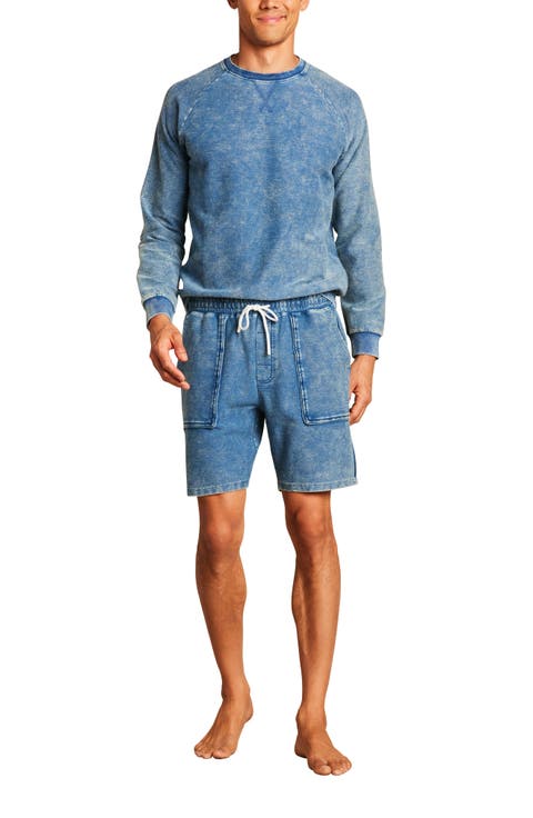 Denim Wash Knit Drawstring Shorts