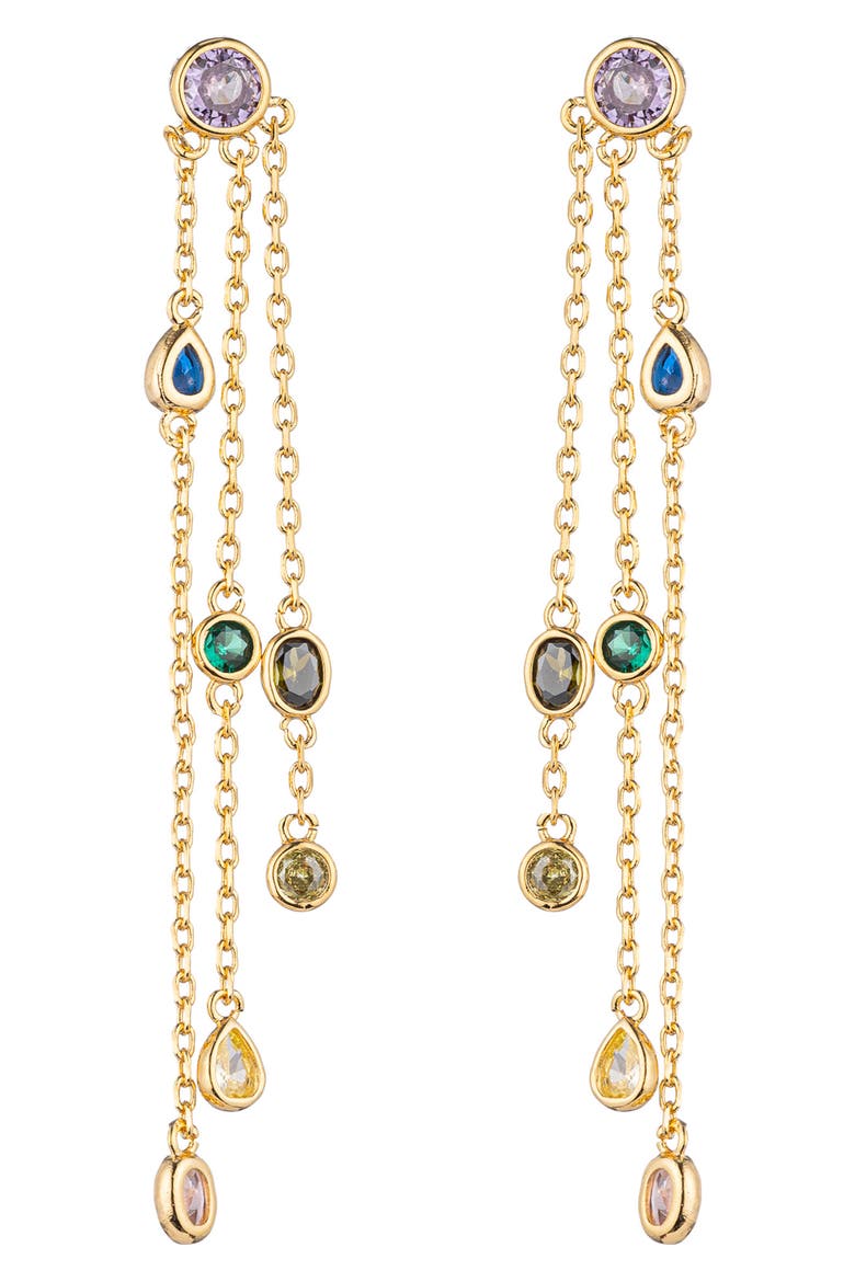 Cascade Pastel Rainbow Drop Earrings, Main, color, GOLD