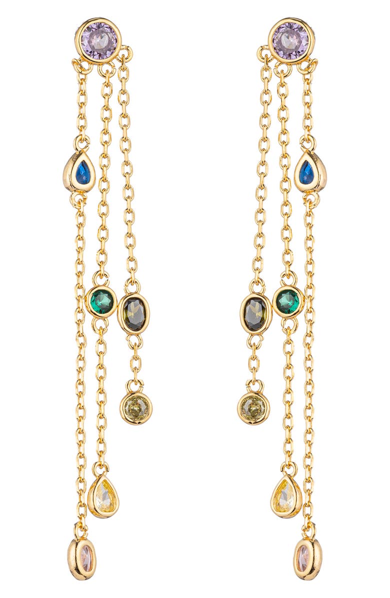 EYE CANDY LOS ANGELES Cascade Pastel Rainbow Drop Earrings, Main, color, Gold