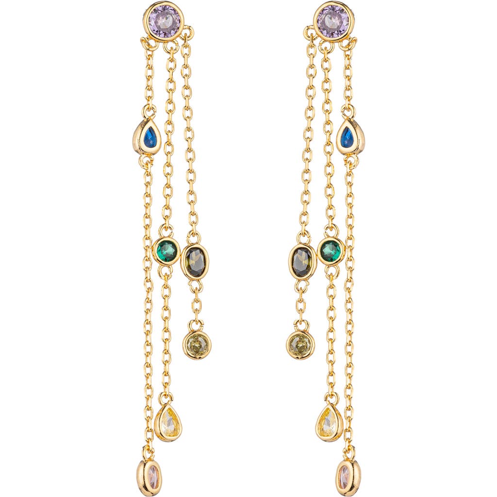 Eye Candy Los Angeles Cascade Pastel Rainbow Drop Earrings In Gold