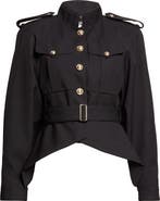 Balmain Belted Virgin Wool Gabardine Crop Jacket