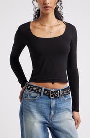 BP. Long Sleeve Square Neck T-Shirt