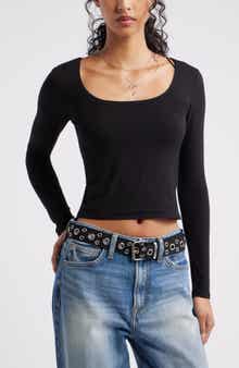 BP. Long Sleeve Square Neck T-Shirt