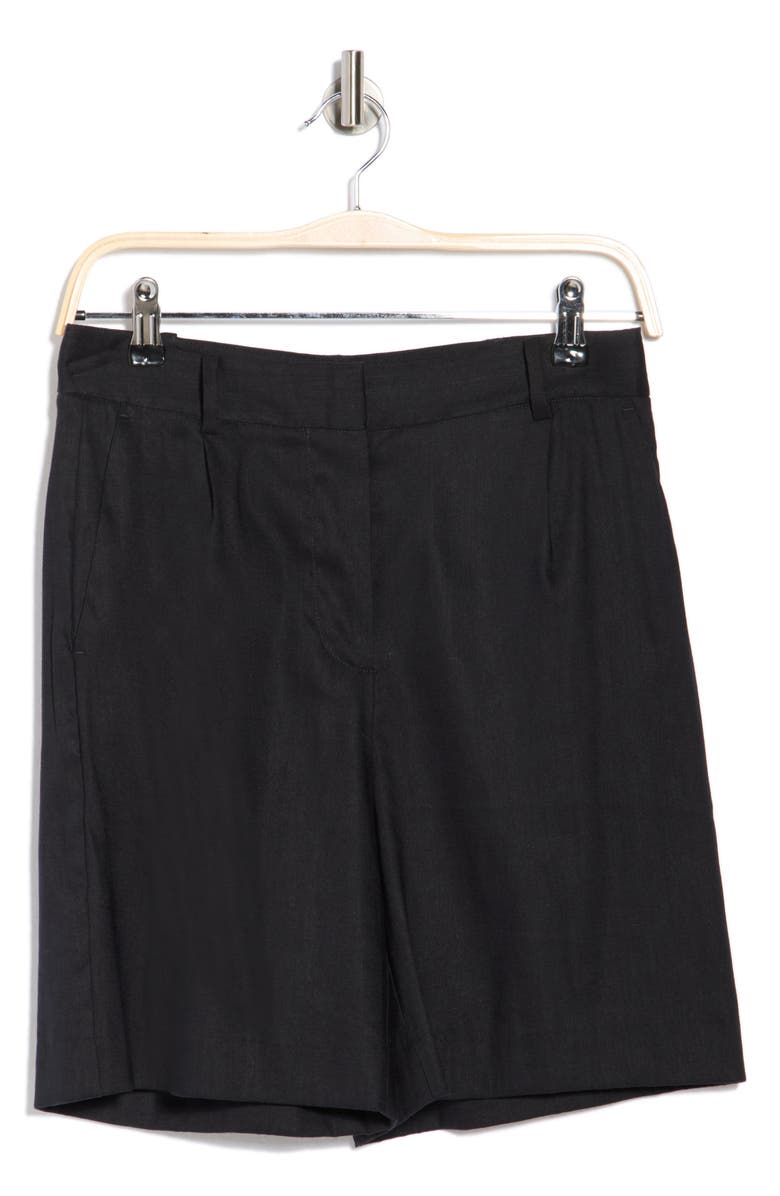 Nordstrom Pleat Front Trouser Shorts, Alternate, color, Black