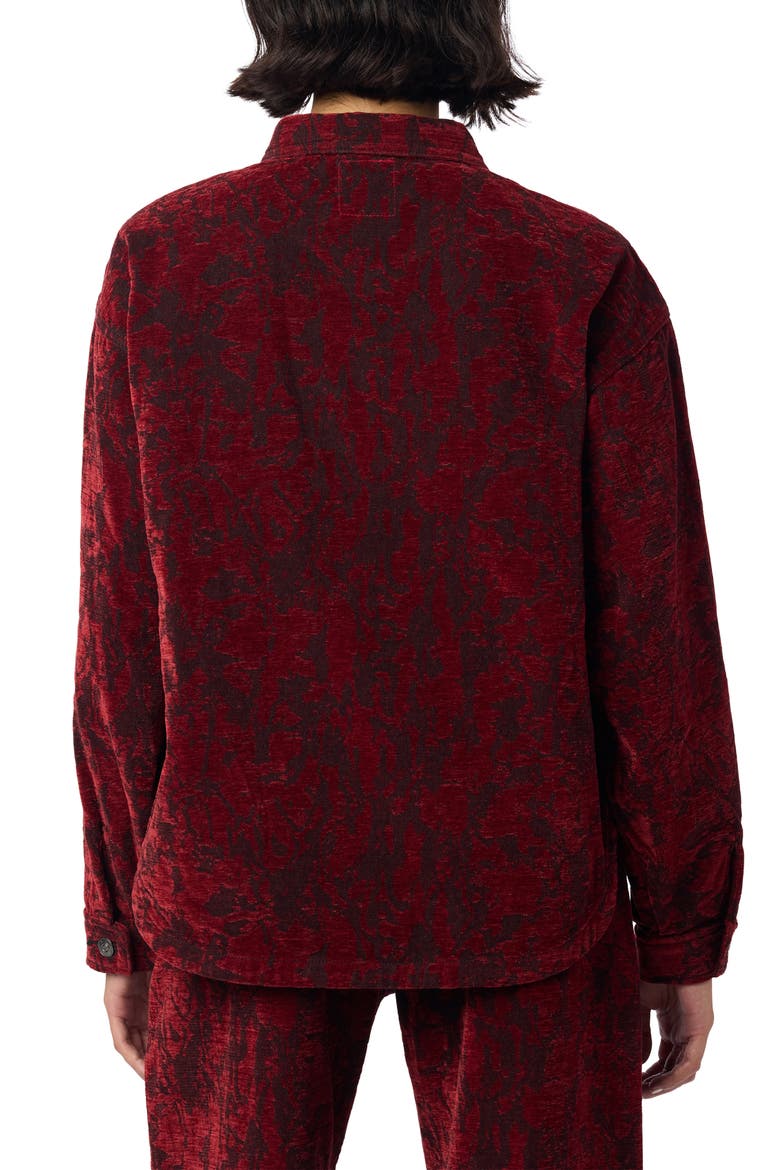 Floral Cropped Shirt Jacket, Alternate, color, DARK CHALET